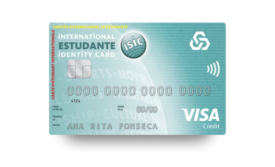 cartão de crédito Caixa ISIC fundo branco