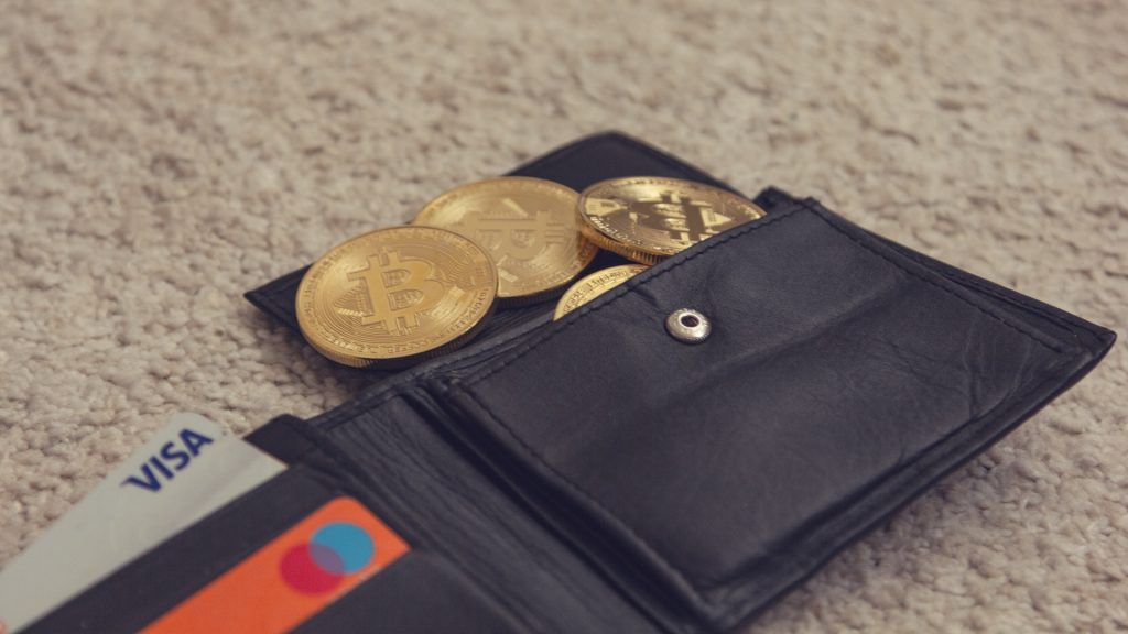 Carteira com moedas de cripto (bitcoins)