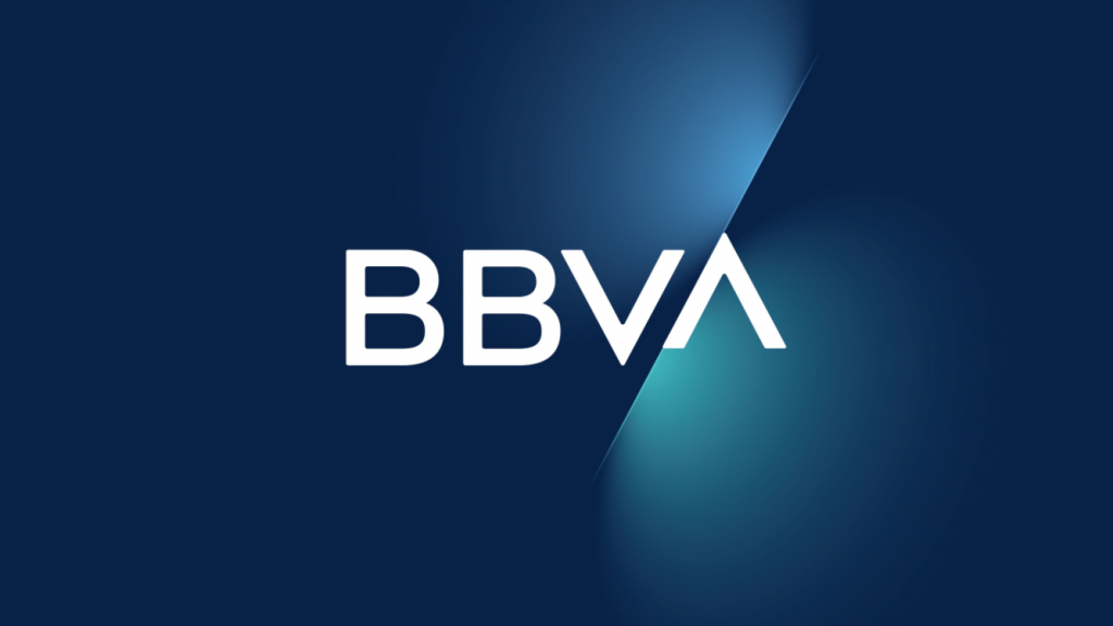BBVA logotipo fundo azul com feixes de luz