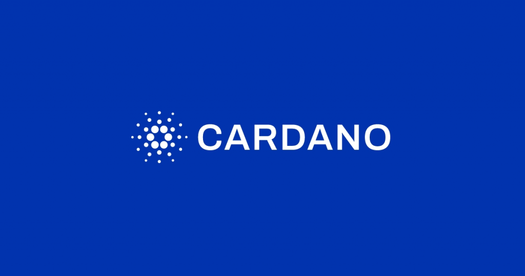 criptomoeda Cardano logotipo fundo azul