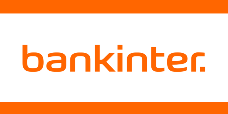 Bankinter logotipo branco com faixas laranjas