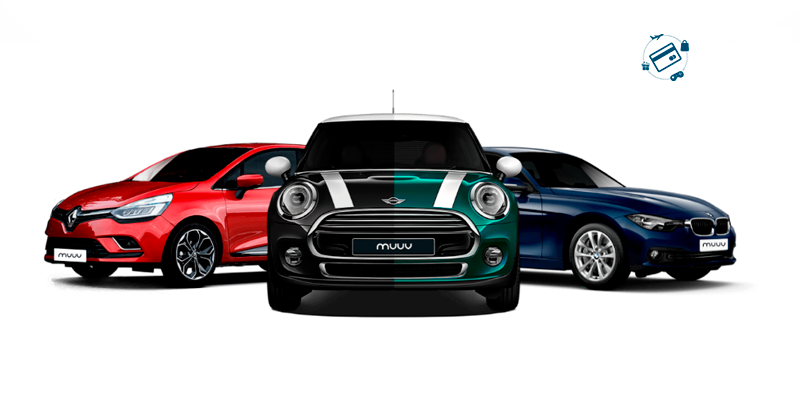 Três carros, representando o que comprar e vender na Muuv