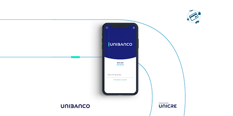 Tela de celular com crédito Unibanco