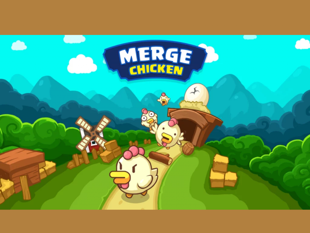 Propaganda do jogo Merge Chicken, um dos jogos que dá dinheiro no Pay Pal
