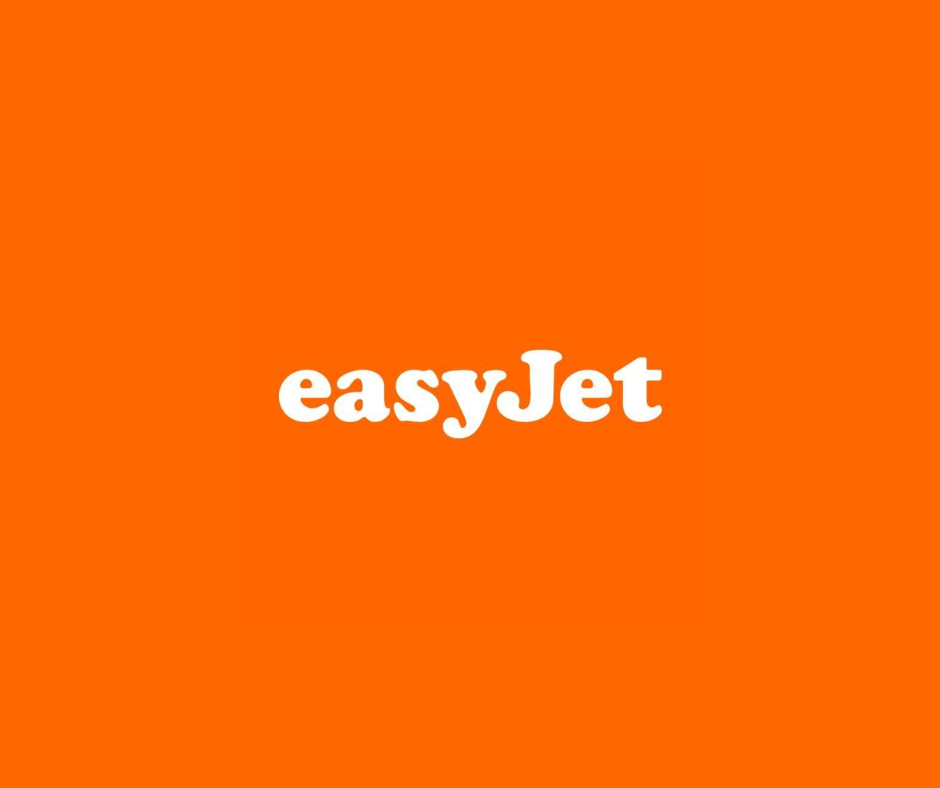 nome easyJet em fundo laranja