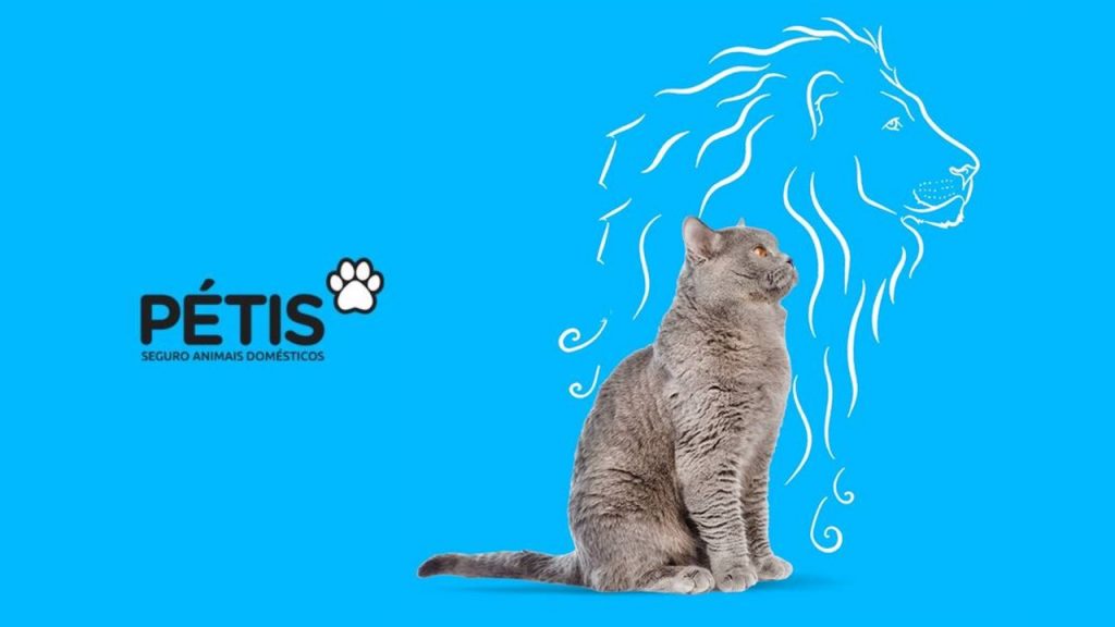 Propaganda Pétis gato com desenho de leão