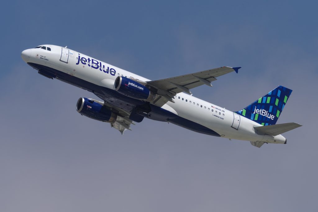 Los Angeles, California, United States: jetBlue Airways Airbus A320-232 jet with registration N591JB shown airborne on September 4, 2023.