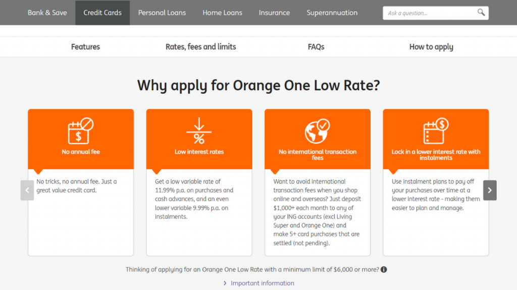 ING Orange One Low Rate Credit Card