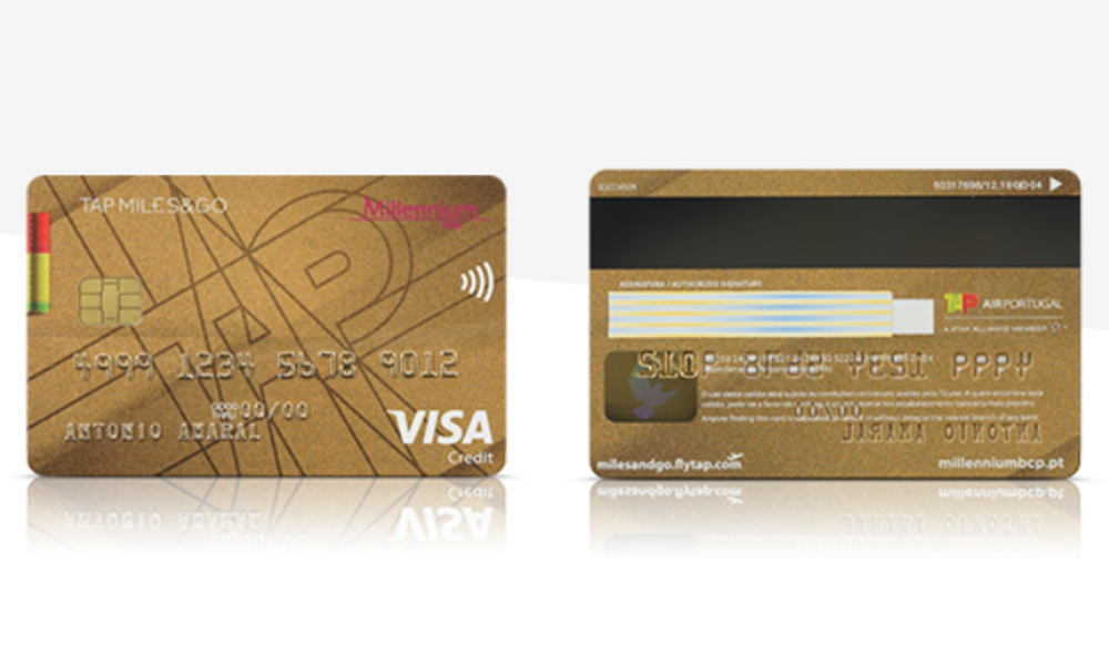 Cartão de crédito TAP Gold frente e verso