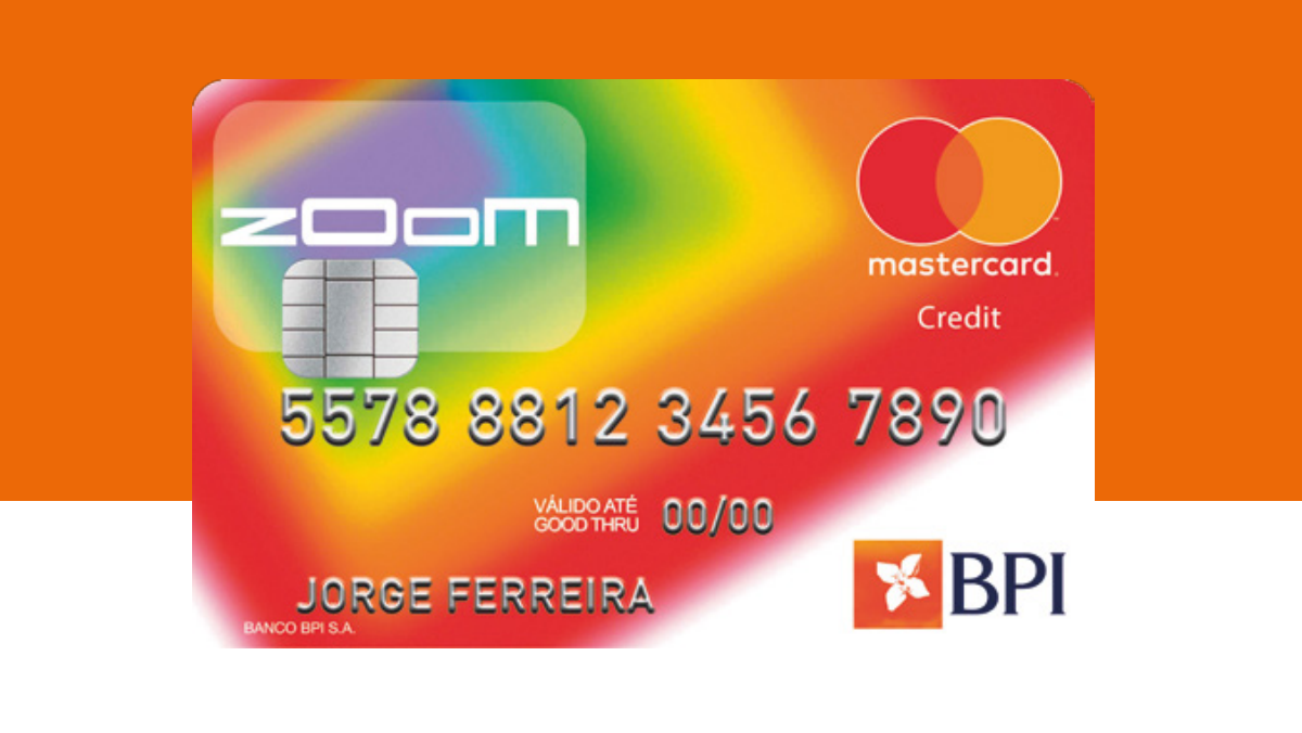 cartão de crédito BPI Zoom fundo laranja e branco