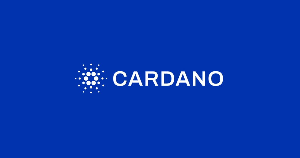criptomoeda Cardano logotipo fundo azul