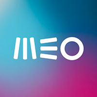 imagem do logo com fundo colorido do MEO