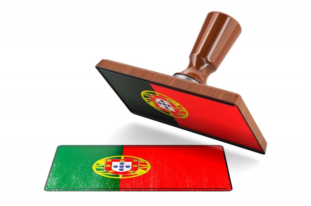 Carimbo com bandeira de Portugal